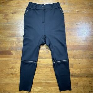 Akasha Women's Convertible Pants Black Sz L Drop Crotch Zipper Stretch Jogger